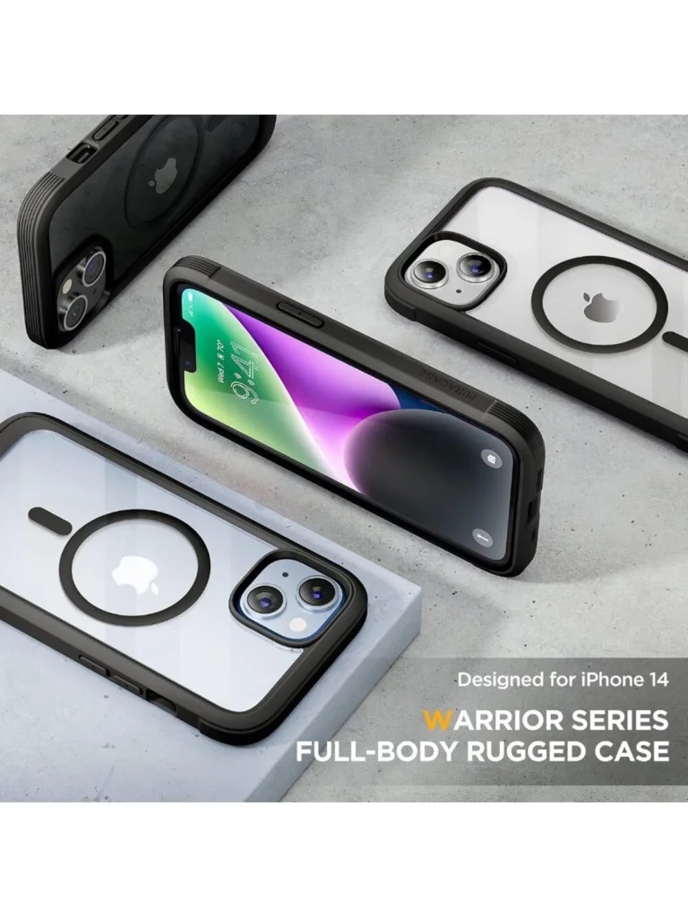 Full-Body Magnetic Clear Case for iPhone 14 Plus with Tempered Glass Protector